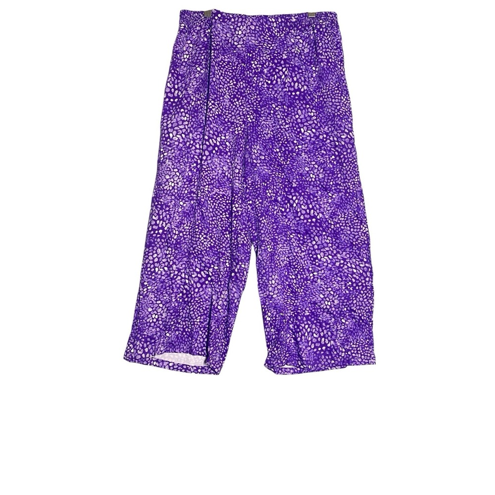 Jessica London Purple White Wide Leg Capri Lounge Pants Women's Size‎ 12W